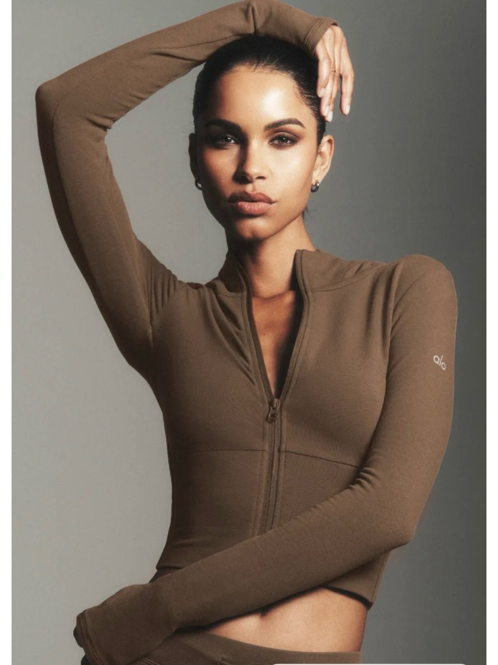 LIMITED COLOR Alo yoga sway full zip hoodie Java brown